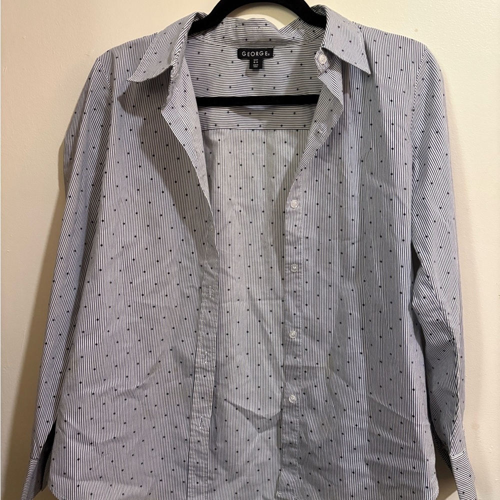 George women’s navy and White Striped Button Down Shirt